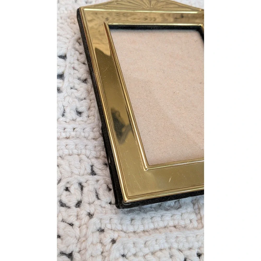 Woodward Solid Brass Picture Frame 3.5x5 Gold Arched Sunburst Vintage Tabletop